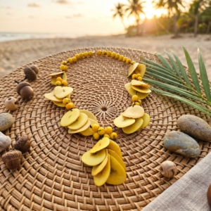 Collier pétale en graines de tyga et wassaï – Jeu de matières naturelles